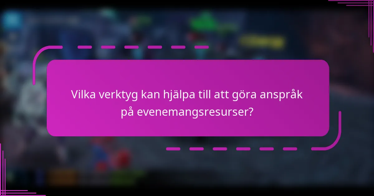 Vilka verktyg kan hjälpa till att göra anspråk på evenemangsresurser?
